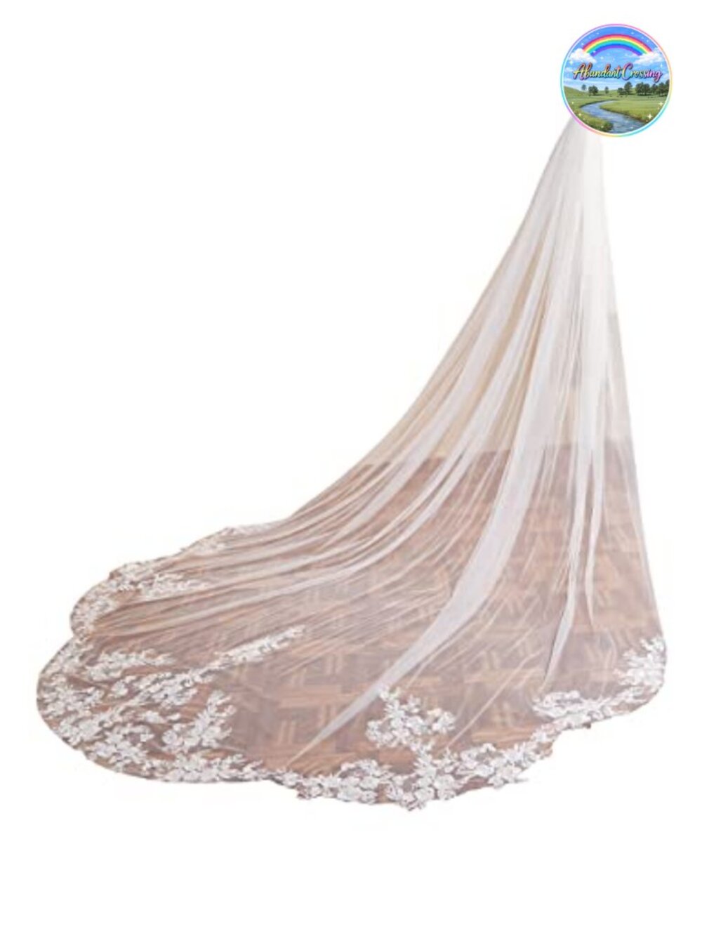 Cathedral Length 1 Tier Lace Wedding Bridal Veil with Metal Comb